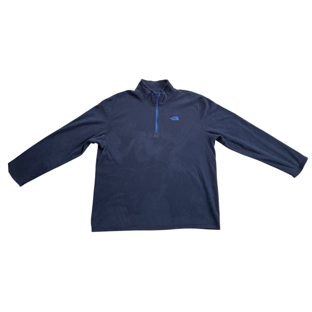 The North Face Fleece Pullover Men XXL Navy Blue Excellent 1/4 Zip TKA 100